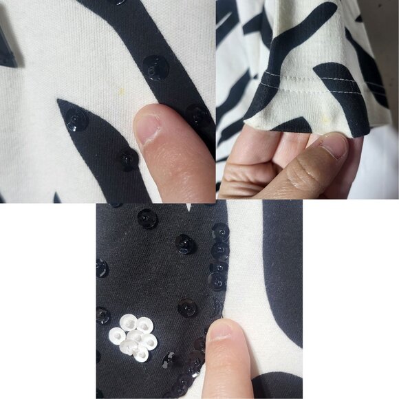 Sandylo Womens Zebra Embellished Shirt Size Small Art to Wear Funky Artsy Sequin - Picture 3 of 9